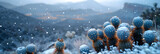  Snow falls on a cactus in Truchas, New Mexico,
Cactus grows in a snowy meadow snowflakes