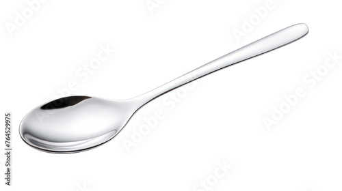 Close up view tea spoon isolated on transparent and white background.PNG image.