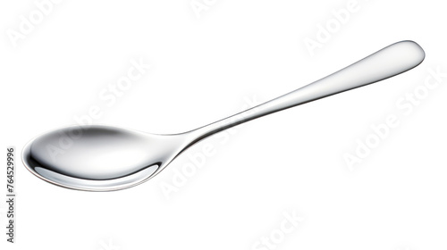 Close up view tea spoon isolated on transparent and white background.PNG image.