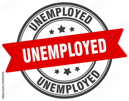 unemployed stamp. unemployed label on transparent background. round sign