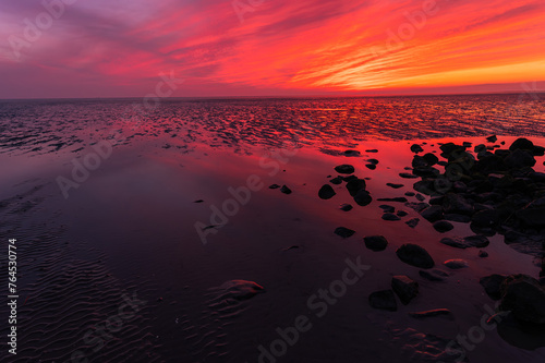 Waddensee Büsum during Sunset, germany