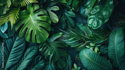 Close up of a bunch of green leaves. Suitable for nature and environmental concepts