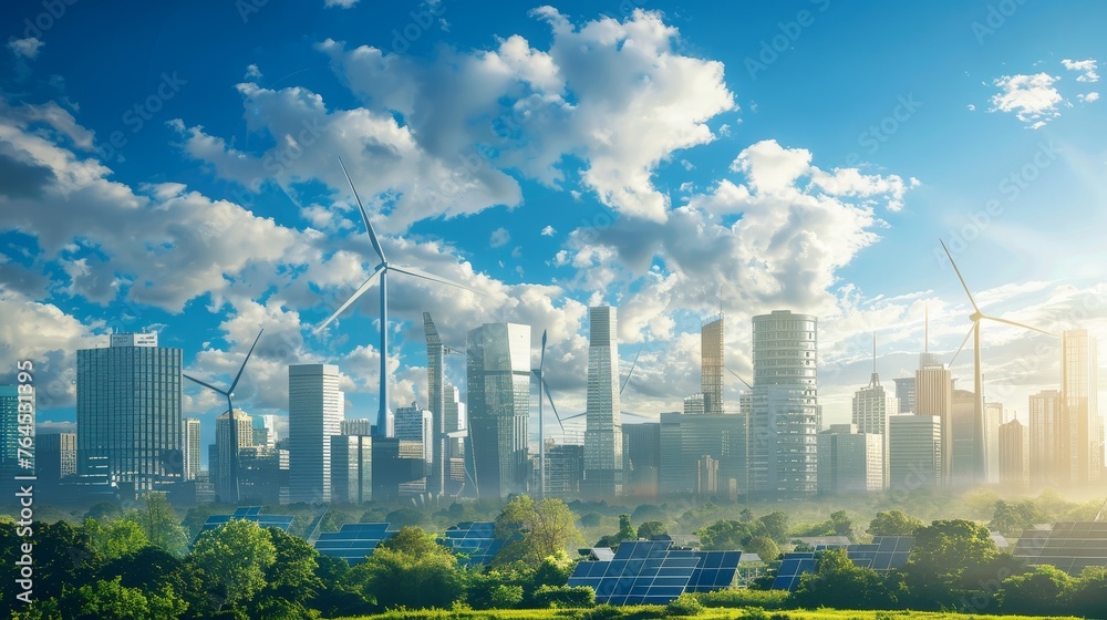 A futuristic city skyline in Ultra High Definition