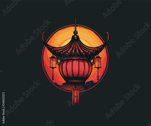 Obraz na płótnie chinesse new year lantern logo design w salonie