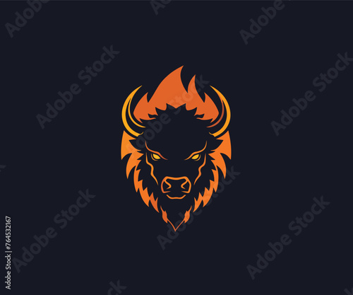 bison head logo design template