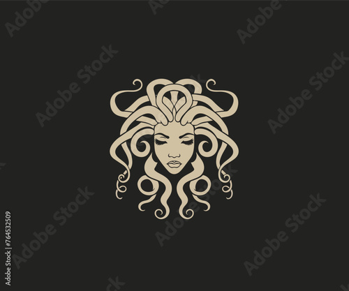 Obraz na płótnie medusa logo design template w salonie