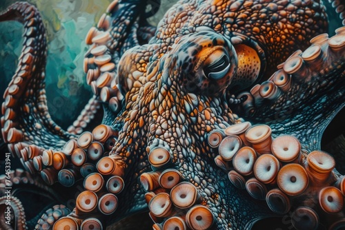 Detailed view of octopus tentacles, perfect for marine biology projects