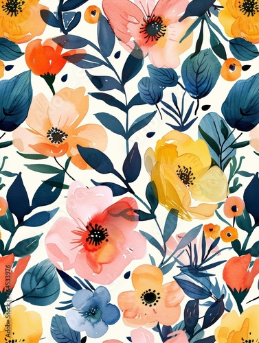A watercolor floral pattern inspired by a famous botanical 