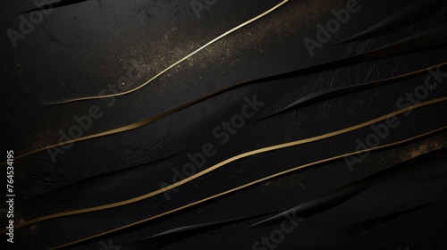 Black background with grunge texture decorated with Shiny golden lines. black gold luxury background © Zainab