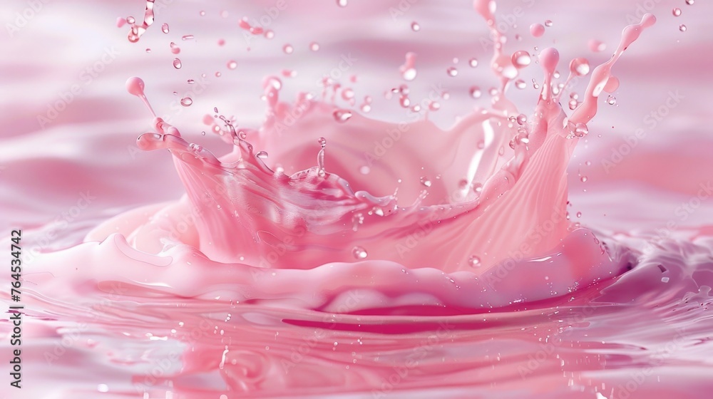 Pink liquid splashes on water, suitable for various design projects Pink liquid splashes on water, suitable for various design projects