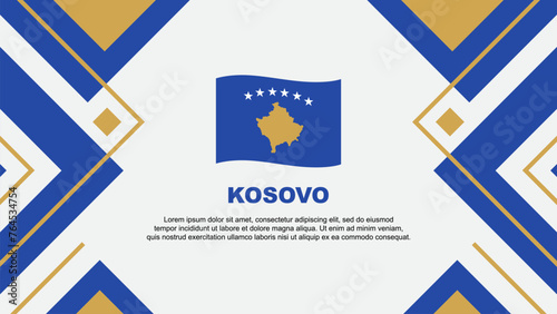 Kosovo Flag Abstract Background Design Template. Kosovo Independence Day Banner Wallpaper Vector Illustration. Kosovo Illustration