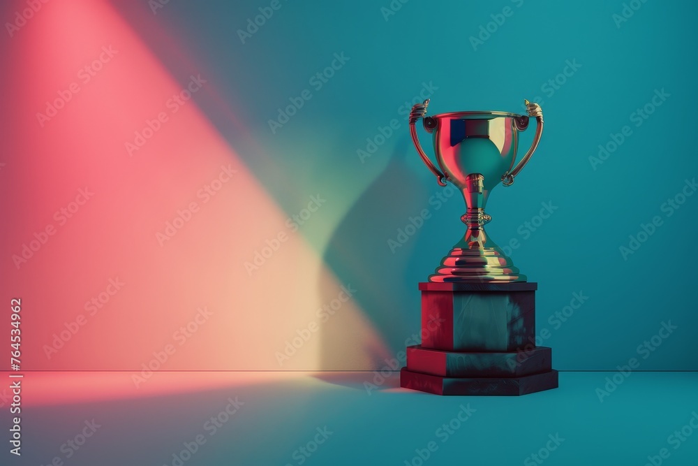 Trophy and Spotlight a gleaming trophy placed under a spotlight Trophy and Spotlight a gleaming trophy placed under a spotlight