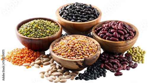 beans and lentils. isolated on white background. photo