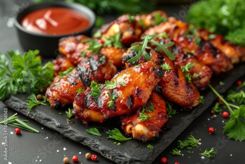 grilled chicken wings with vegetables © nadunprabodana