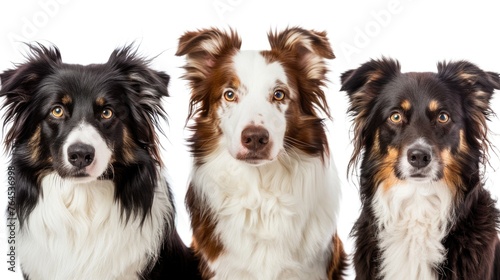 Three dogs sitting in a row  suitable for pet-related designs