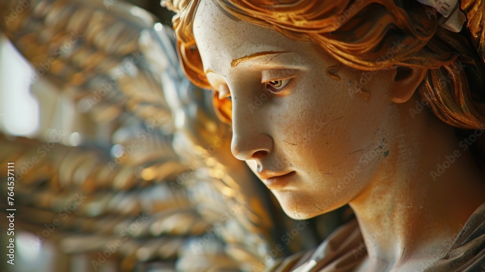 Close up of a beautiful angel statue, suitable for religious themes