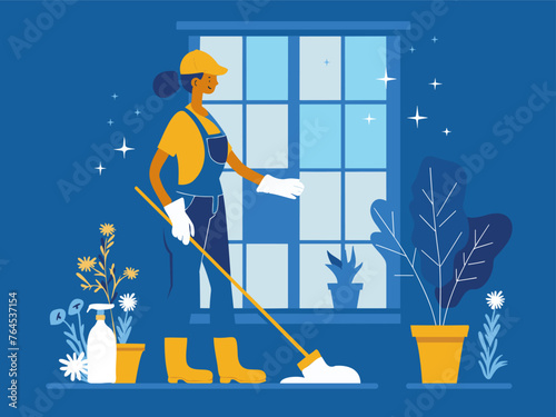 Cleaning services vector illustration. Professional Cleaning and Housekeeping Services - Hygiene, Maid, Sanitation, and More