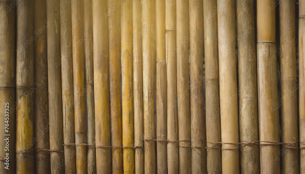 Naklejka premium Rugged Resilience: Old Brown Tone Bamboo Plank Fence Texture