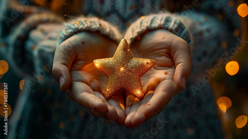 photography love concept represented, hands holding a star High detailed,high resolution,realistic and high quality photo professional photography.