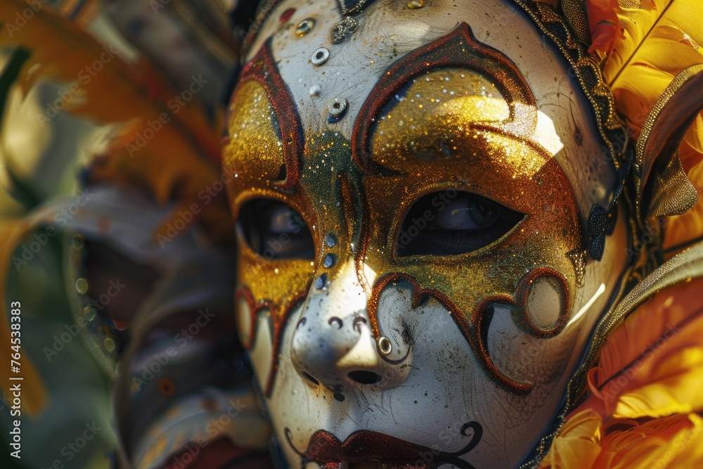 Close up of a person wearing a mask, suitable for health and safety concepts
