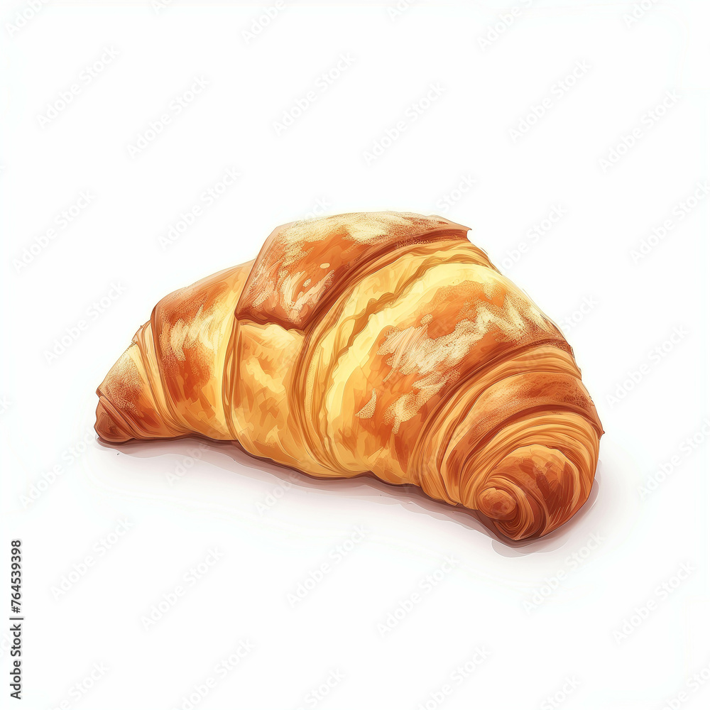 Drawing of croissant dessert on a white background. Drawing of croissant dessert on a white background.