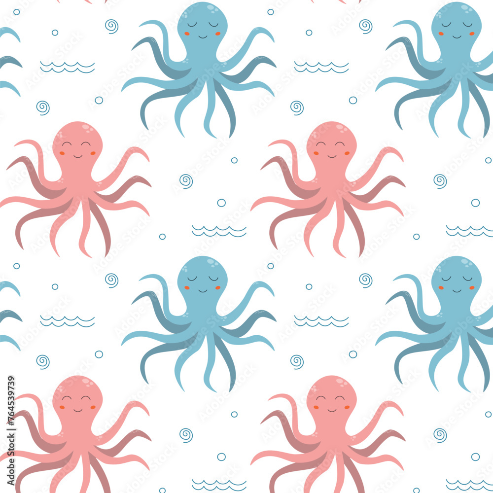 Vector octopus pattern, cute seamless baby pattern Vector octopus pattern, cute seamless baby pattern
