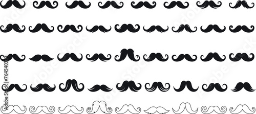 Black mustache icon on white, mustache vector for trendy hipster style design element, perfect mustache for modern, masculine, and vintage fashion