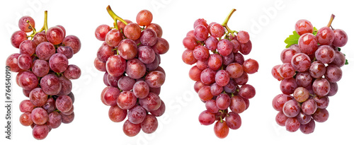 Bunch of ripe red grapes isolated on transparent background.