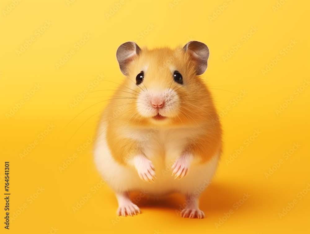Hamster on yellow background 