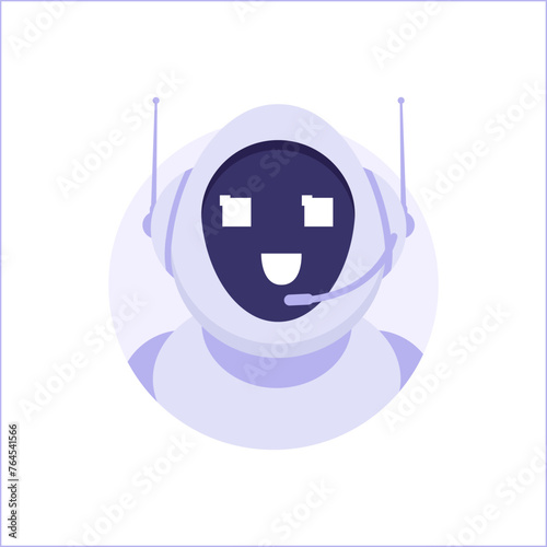 Robot calling to customer icon, AI support concept. EPS 10 Vector illustration.