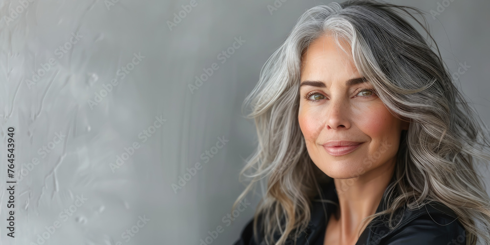 beautiful smiling elderly woman with gray hair on white background, lady, grandmother, old age, wrinkles, person, portrait, face, wrinkles, studio photo, skin care
