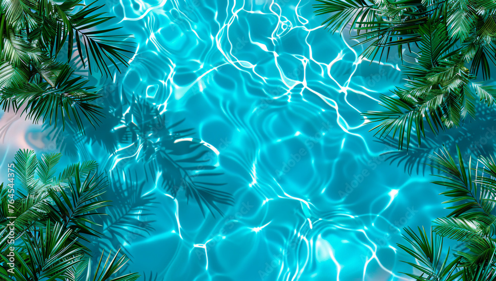 Refreshing Pool Water in Summer, Abstract Background of Rippling Turquoise Waves Refreshing Pool Water in Summer, Abstract Background of Rippling Turquoise Waves