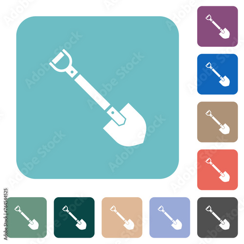 Shovel rounded square flat icons