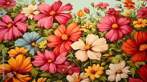 Colorful flowers background  season concept