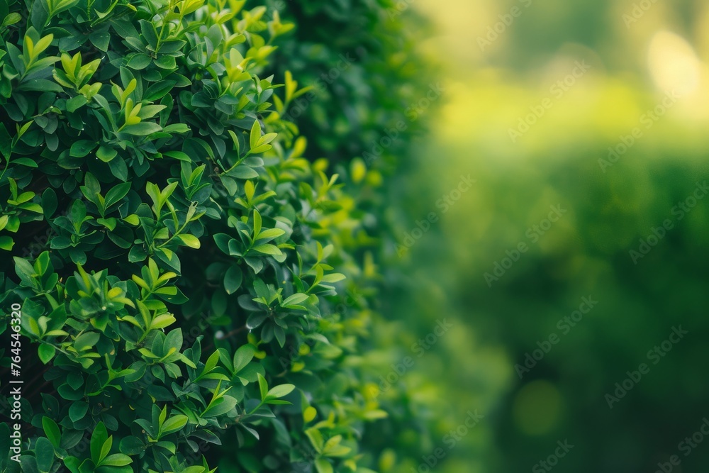 Green bush hedge in the park. Nature background with copy space Green bush hedge in the park. Nature background with copy space