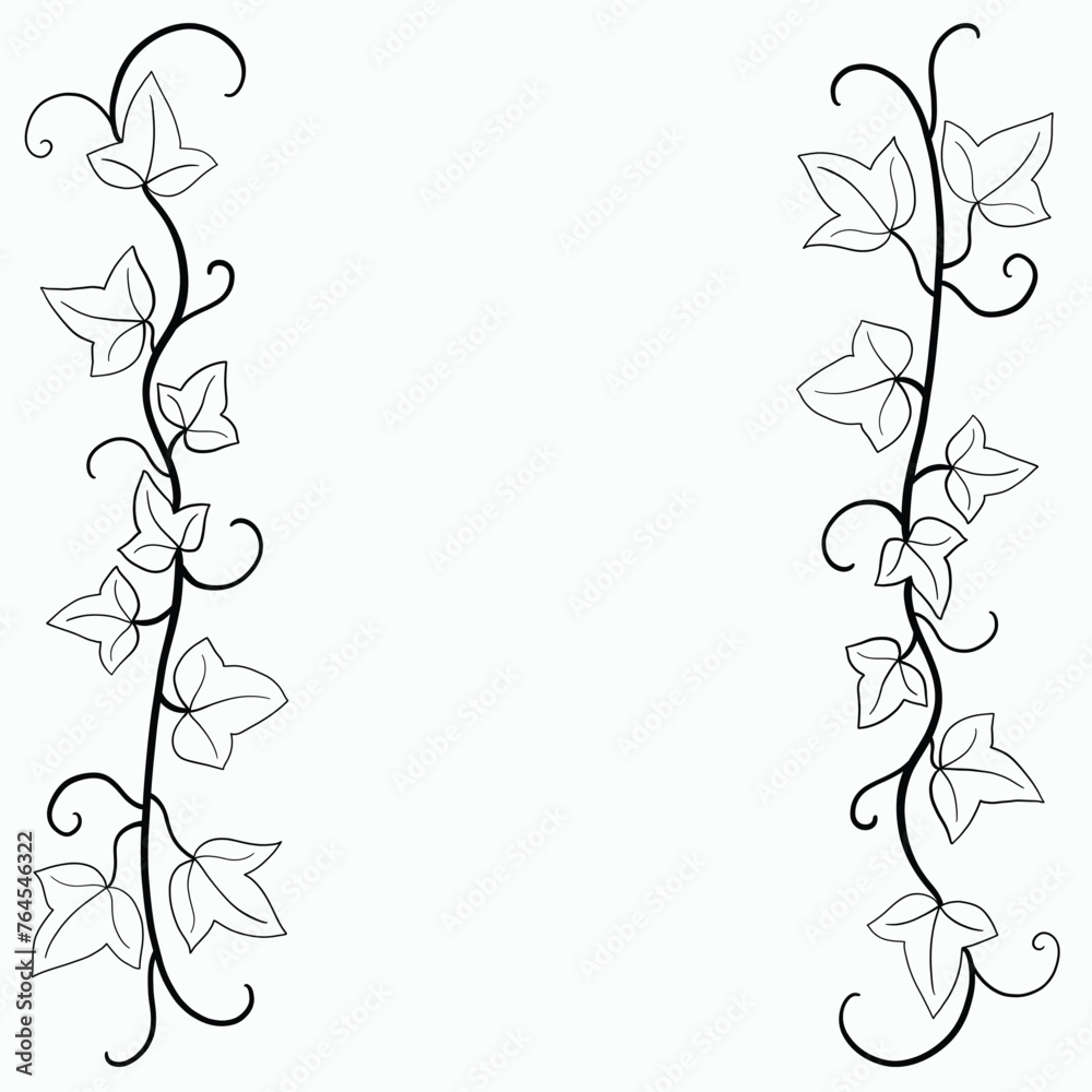 Fototapeta premium Floral ivy drawing decorative ornament flat design.