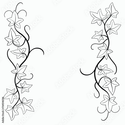 Floral ivy drawing decorative ornament flat design.