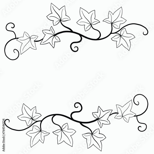 Floral ivy drawing decorative ornament flat design.