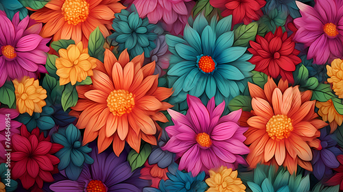 Colorful flowers background  season concept