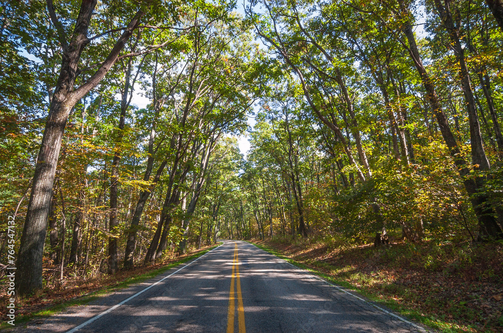 Naklejka premium The Skyline Drive at Shenandoah National Park along the Blue Ridge Mountains in Virginia