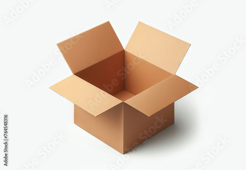 Open cardboard box isolated on white background 3D illustration