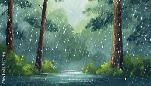 雨の日、大雨のイラスト photo