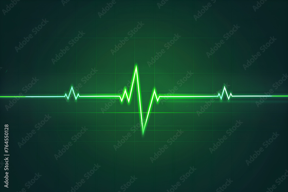 A green ECG line on cardio monitor background