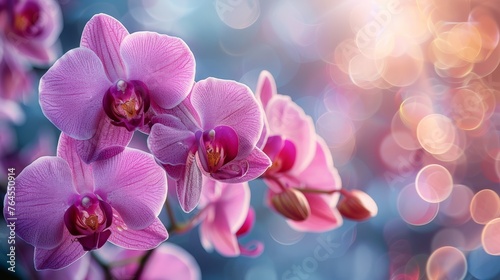  A sharp focus on a group of vivid flowers  with hazy background lights