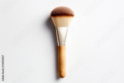 
Product shot of a bamboo brush for applying powdered makeup as part of Waterless Self Care routine. photo