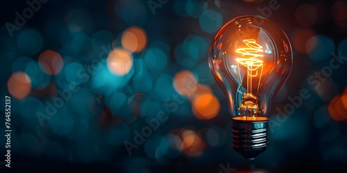 Futuristic lightbulb icon representing online learning and business growth. Concept Online Learning, Business Growth, Futuristic Design, Lightbulb Icon, Technology Trends photo