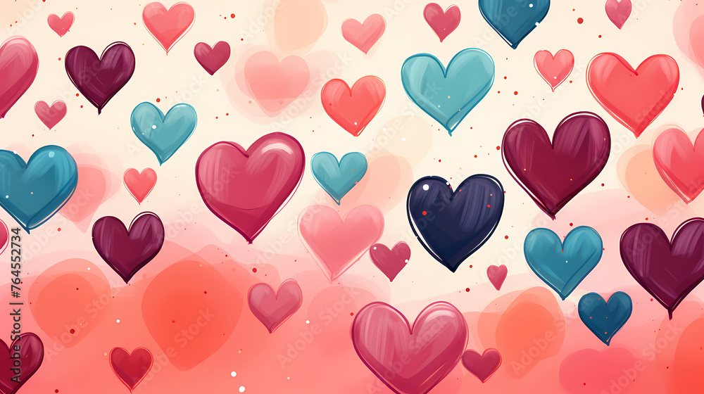 Doodle hearts as seamless wallpaper background pattern