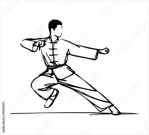 kungfu moves silhouette - line hand drawing (artwork 1)