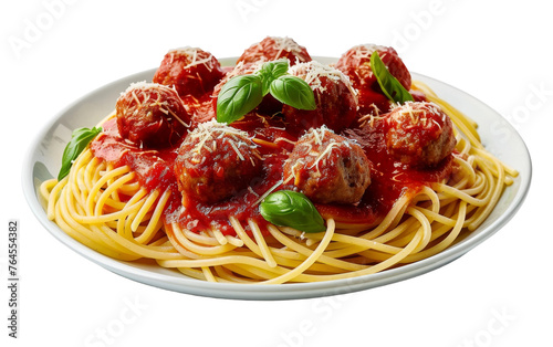 Plate of Spaghetti with Marinara on transparent background,