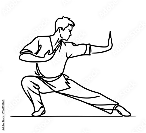 kungfu moves silhouette - line hand drawing (artwork 2)